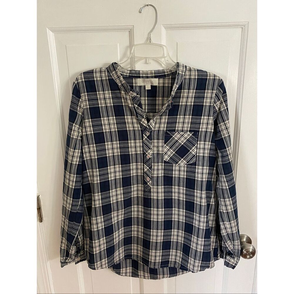 Olive & Oak cotton plaid shirt size L